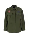 Weekend Max Mara Embroidered-patch Cotton Jacket In Green