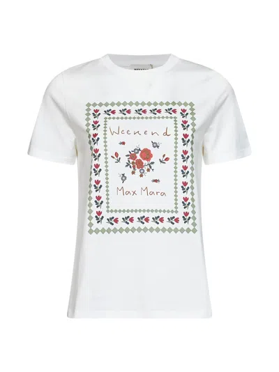 Weekend Max Mara Weekend Maxmara Wkdedison Cotton T Shirt With Front Graphic In White