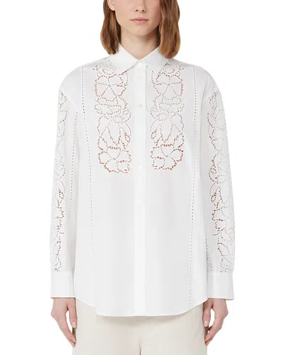 Weekend Max Mara Emi Broderie Anglaise Detail Shirt In White