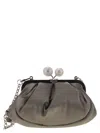 Weekend Max Mara Emmy Embellished Logo Engraved Clutch Bag In Piombo