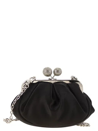 Weekend Max Mara Emmy Small Satin Pastry Bag With Rhinestones In Black