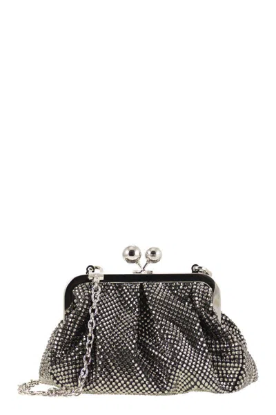 Weekend Max Mara Emy - Small Satin And Rhinestone Bag In Black