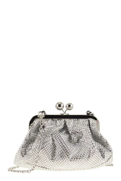 Weekend Max Mara Emy - Small Satin And Rhinestone Bag In White