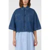 Weekend Max Mara Enza Boxy Denim Button-up Shirt In Blue
