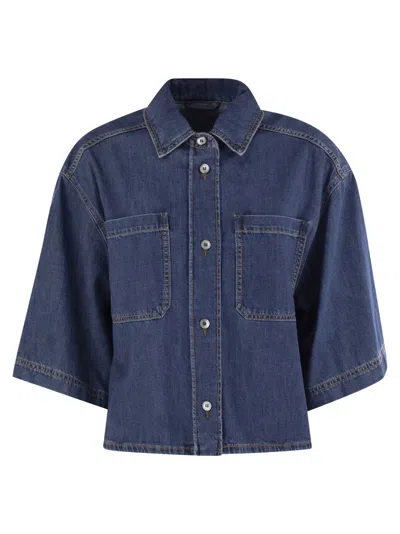 Weekend Max Mara Enza Denim Crop Shirt In Blue