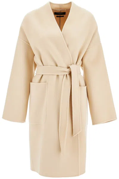 Weekend Max Mara Eris Midi Wrap Coat With Robe In Sand,beige