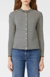 Weekend Max Mara Eritea Stripe Cotton Cardigan In Black