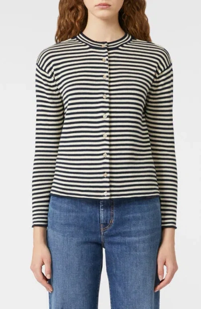 Weekend Max Mara Eritea Stripe Cotton Cardigan In Black