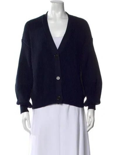 Pre-owned Weekend Max Mara Escorial Wool V-neck Sweater In Blue