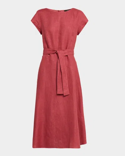 Weekend Max Mara Esordio Linen Canvas Midi Dress In Burgundy