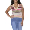 Weekend Max Mara Esperia Womens V Neck Ribbed Trim Tank Top Sweater In Multi