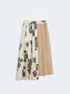 Weekend Max Mara Omens Beige Etra Pleated Woven Midi Skirt In Multi