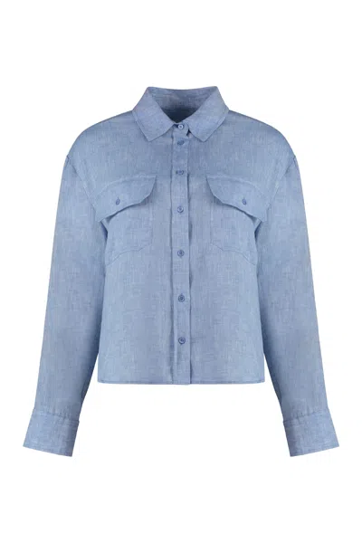 Weekend Max Mara Eureka Linen Shirt In Light Blue