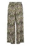 Weekend Max Mara Omens Green Eusebio Elasticated-waistband Straight-leg Relaxed-fit Silk Trousers