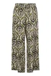 Weekend Max Mara Omens Green Eusebio Elasticated-waistband Straight-leg Relaxed-fit Silk Trousers In Green