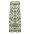 Weekend Max Mara Eusebio Trousers In Printed Silk Twill In Green