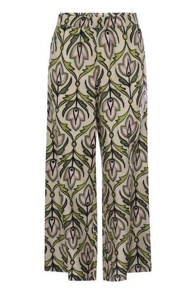 Weekend Max Mara Eusebio - Silk Twill Trousers In Green