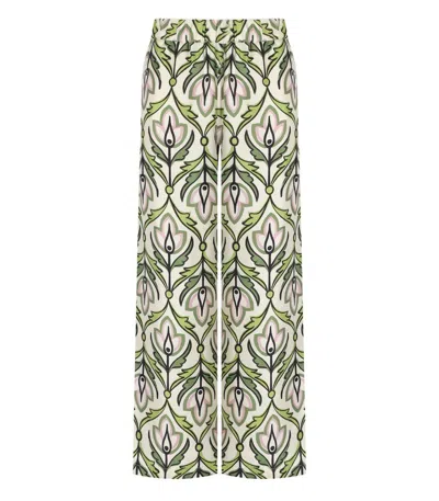 Weekend Max Mara Eusebio Trousers In Printed Silk Twill In Multi