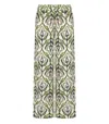 Weekend Max Mara Eusebio Trousers In Printed Silk Twill In Green