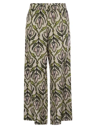 Weekend Max Mara Eusebio Silk Twill Trousers In Green