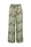 Weekend Max Mara Eusebio Trousers In Printed Silk Twill In Dis. Fiore Deco