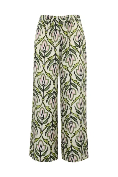 WEEKEND MAX MARA EUSEBIO TROUSERS IN PRINTED SILK TWILL