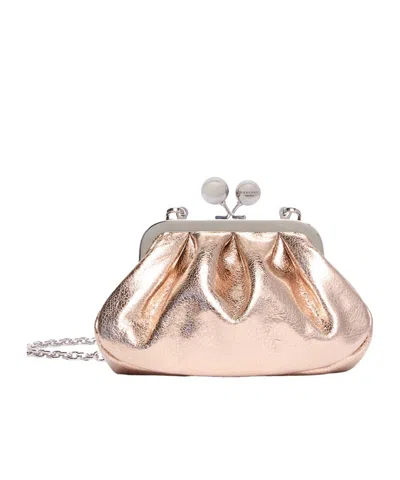 Weekend Max Mara Extra-small Pasticcino Bag In Metallic Leather In Blue