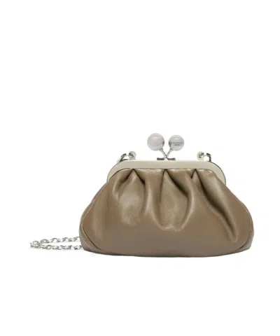 Weekend Max Mara Extra-small Pasticcino Bag In Shiny Sheepskin In Mud Color
