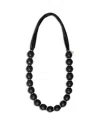 Weekend Max Mara Fachiro Leather Maxi Ball Necklace In Black