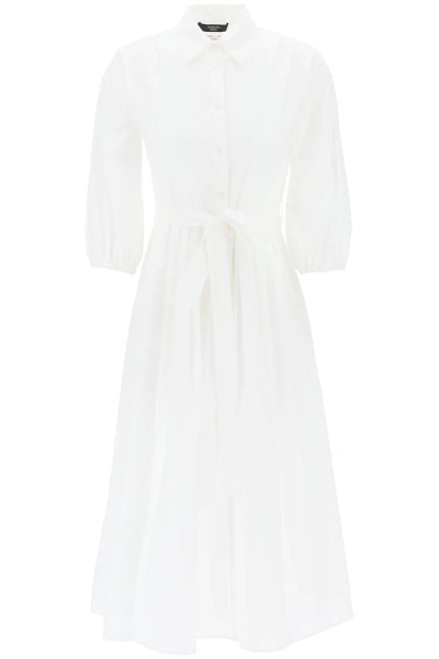 Weekend Max Mara Faenza Cotton Poplin Midi Shirt Dress In White