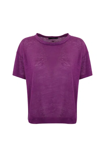 Weekend Max Mara Falla Linen T-shirt In Purple