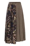 Weekend Max Mara Omens Wine-coloured Fanale Contrast Pleat Wool-blend Midi Skirt In Brown