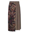 Weekend Max Mara Omens Wine-coloured Fanale Contrast Pleat Wool-blend Midi Skirt In Brown