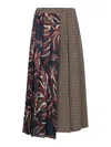 Weekend Max Mara Fanale Pleated Skirt In Pied De Poule Wool In Burgundy
