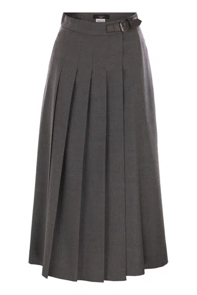 Weekend Max Mara Fastoso - Wool Wrap Skirt In Gray