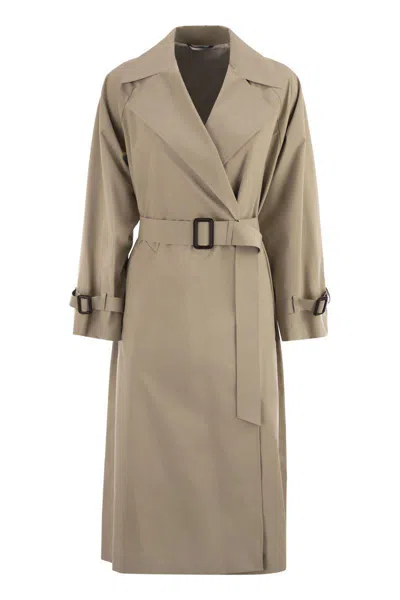 Weekend Max Mara Fatto - Water-repellent Canvas Trench Coat In Brown