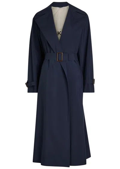 Weekend Max Mara Fatto Belted Cotton Trench Coat In Blue