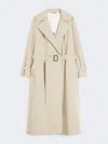 Weekend Max Mara Max Mara Weekend Long Waterproof Jacket In Barley With Belt In Neutral