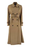 Weekend Max Mara Camel Stretch Polyester Blend Fauto Trench Coat