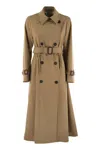 Weekend Max Mara Camel Stretch Polyester Blend Fauto Trench Coat In Brown