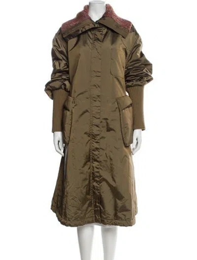 Pre-owned Weekend Max Mara Faux Fur Coat In Green