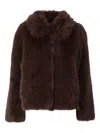 Weekend Max Mara Faux-fur Collared Jacket In Brown