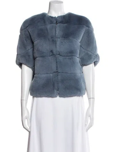 Pre-owned Weekend Max Mara Faux Fur Jacket In Blue