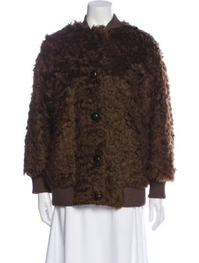 Pre-owned Weekend Max Mara Faux Fur Jacket In Brown
