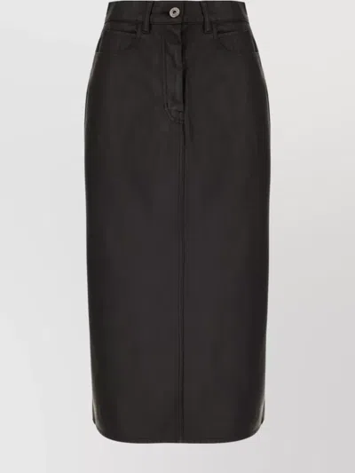 Weekend Max Mara Faux Leather Skirt With Pockets And Detailing In Brown