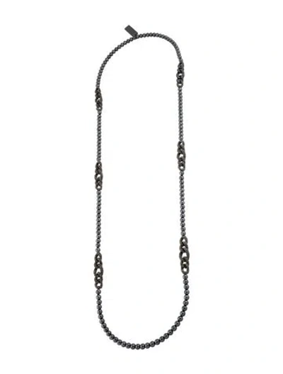Pre-owned Weekend Max Mara Faux Pearl Station Necklace, .25", 40" In Multicolor