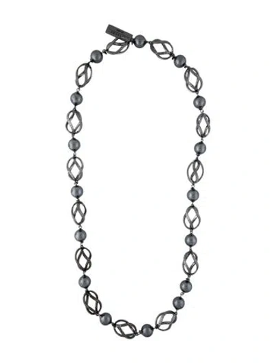 Pre-owned Weekend Max Mara Faux Pearl Station Necklace, 28" In Multicolor