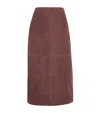 Weekend Max Mara Faux Suede Midi Skirt In Brown