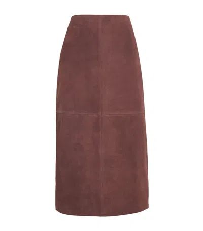 Weekend Max Mara Faux Suede Midi Skirt In Brown
