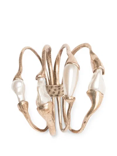 Weekend Max Mara Faux-pearl Scarf Ring In Gold